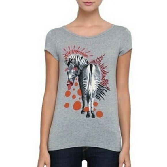 MARC BY MARC JACOBS Zebra Lipstick Graphic Tee in Gray Size S - Picture 1 of 8